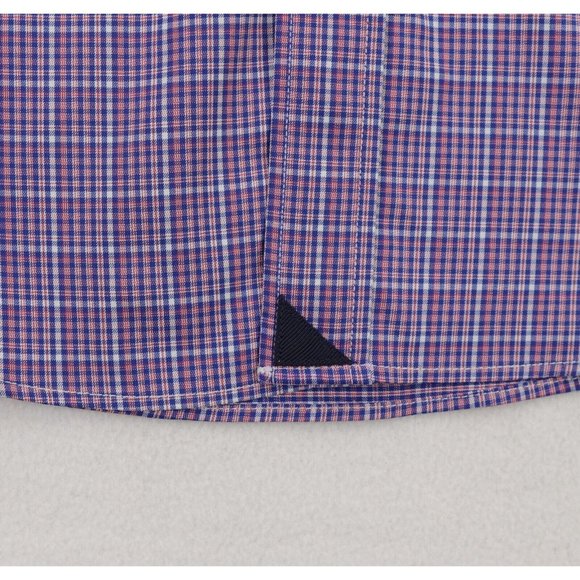 UNTUCKit Tamas Button Down Shirt Men's Medium Pink Blue Plaid Nylon Stretch - Picture 6 of 8